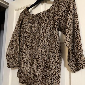 Joe Fresh Tan and Black Animal Print Blouse